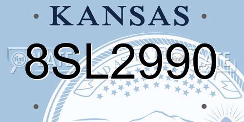 8SL2990 Kansas License Plate