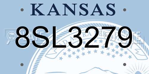 8SL3279 Kansas License Plate