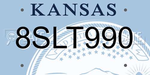 8SLT990 Kansas License Plate