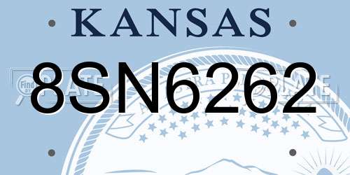8SN6262 Kansas License Plate