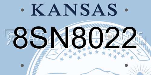 8SN8022 Kansas License Plate