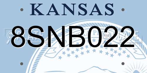 8SNB022 Kansas License Plate