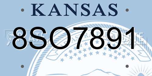 8SO7891 Kansas License Plate