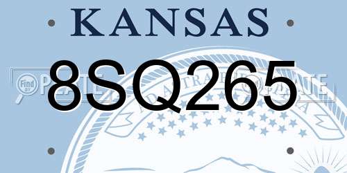 8SQ265 Kansas License Plate