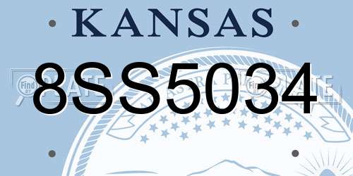 8SS5034 Kansas License Plate