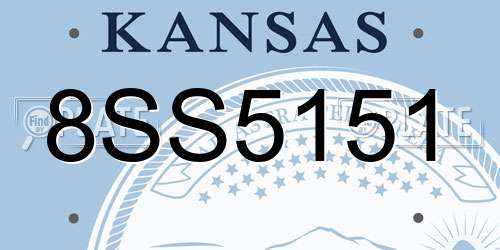 8SS5151 Kansas License Plate