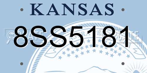 8SS5181 Kansas License Plate