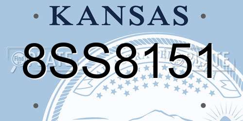 8SS8151 Kansas License Plate