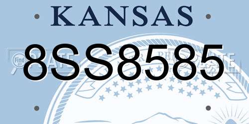 8SS8585 Kansas License Plate