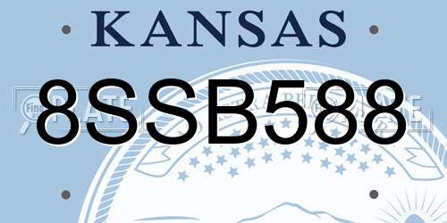 8SSB588 Kansas License Plate
