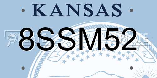8SSM52 Kansas License Plate