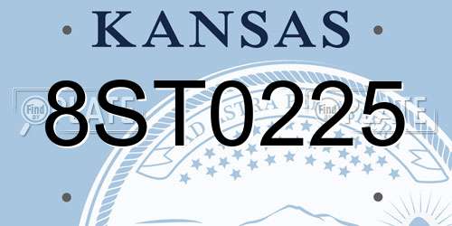 8ST0225 Kansas License Plate