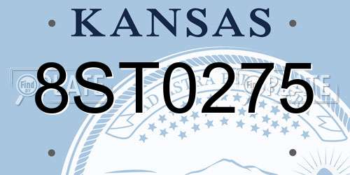 8ST0275 Kansas License Plate