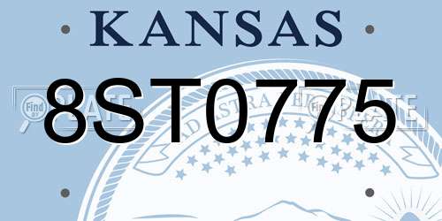 8ST0775 Kansas License Plate
