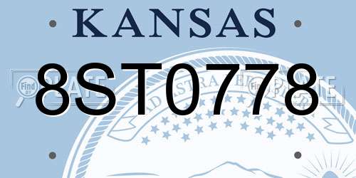 8ST0778 Kansas License Plate