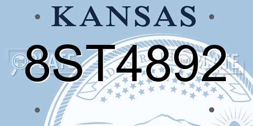 8ST4892 Kansas License Plate