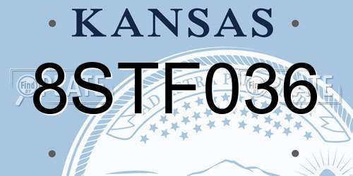8STF036 Kansas License Plate