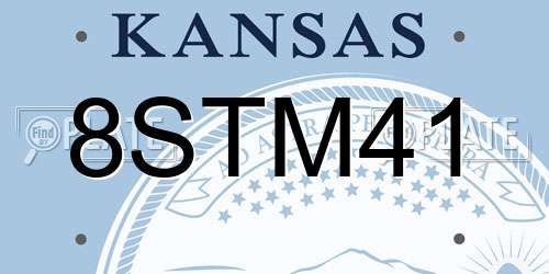8STM41 Kansas License Plate