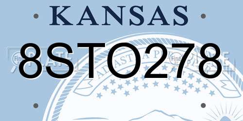 8STO278 Kansas License Plate