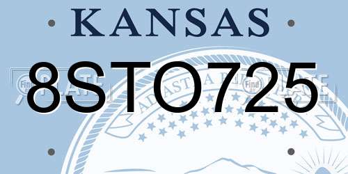8STO725 Kansas License Plate