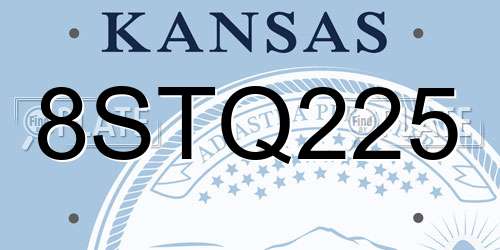 8STQ225 Kansas License Plate