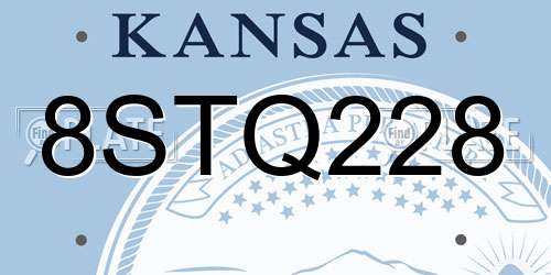 8STQ228 Kansas License Plate