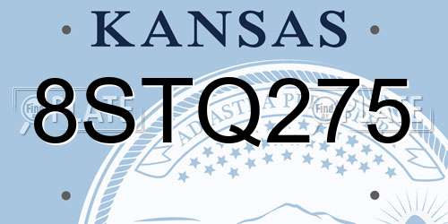 8STQ275 Kansas License Plate