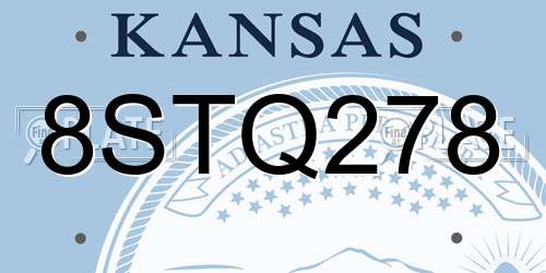 8STQ278 Kansas License Plate