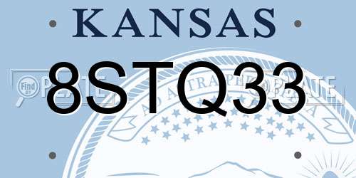 8STQ33 Kansas License Plate