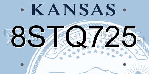 8STQ725 Kansas License Plate
