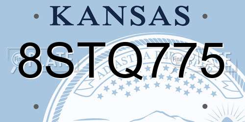 8STQ775 Kansas License Plate