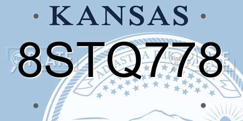 8STQ778 Kansas License Plate