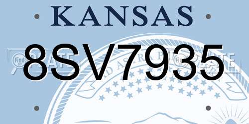 8SV7935 Kansas License Plate