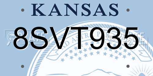 8SVT935 Kansas License Plate