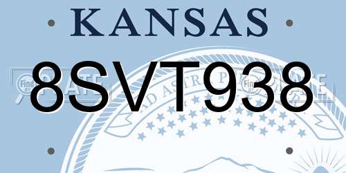 8SVT938 Kansas License Plate