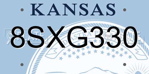 8SXG330 Kansas License Plate