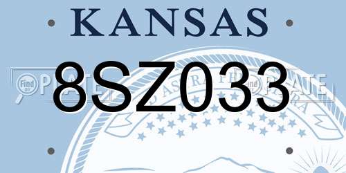8SZ033 Kansas License Plate