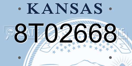 8T02668 Kansas License Plate