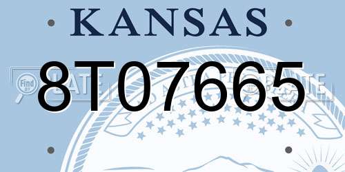 8T07665 Kansas License Plate
