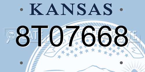 8T07668 Kansas License Plate