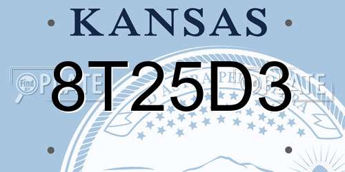 8T25D3 Kansas License Plate