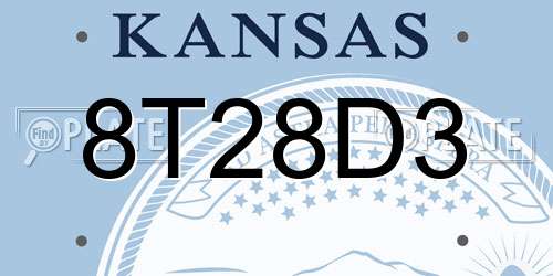 8T28D3 Kansas License Plate