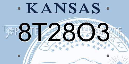 8T28O3 Kansas License Plate