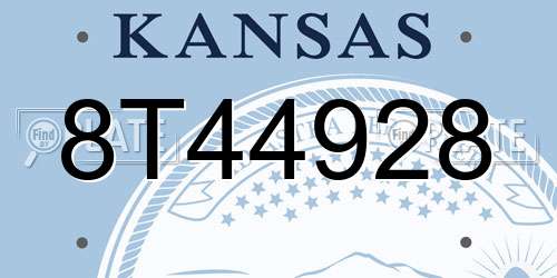 8T44928 Kansas License Plate