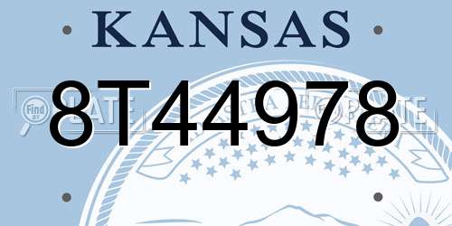8T44978 Kansas License Plate