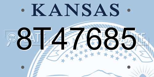 8T47685 Kansas License Plate
