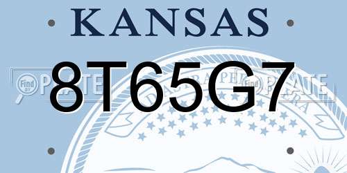 8T65G7 Kansas License Plate