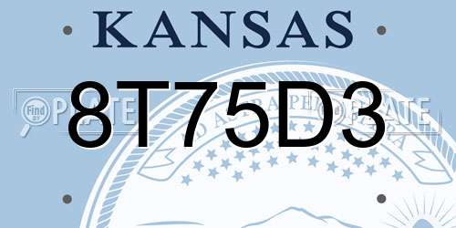 8T75D3 Kansas License Plate
