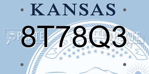 8T78Q3 Kansas License Plate