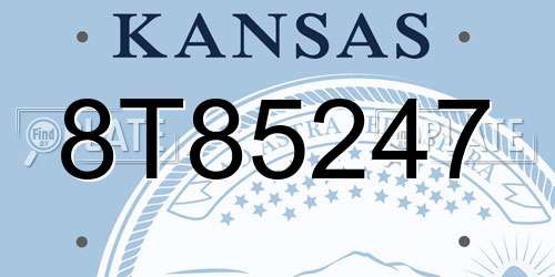 8T85247 Kansas License Plate